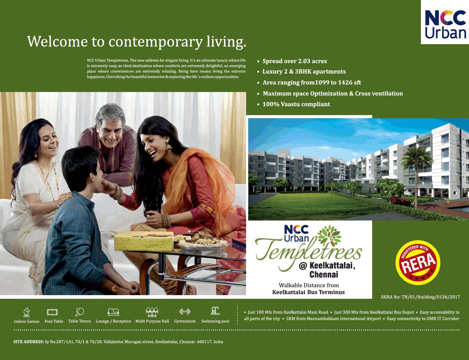 Explore life's endless opportunities by residing at NCC Urban Templetrees in Chennai Update